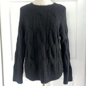 American Eagle Whoa So Soft Black Cable-Knit Crew Neck Chunky Sweater Womens XS